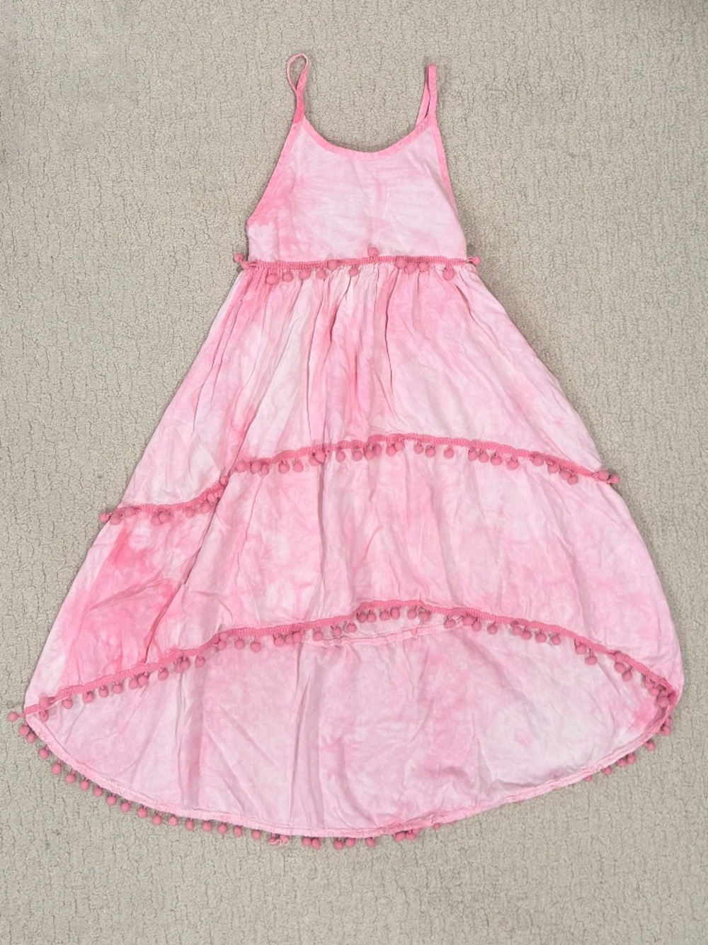 Kids Lola + The Boys Tiered Pom Pom Dress Size 6